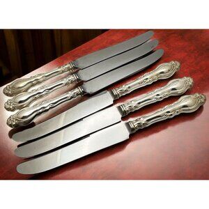 Vintage Insico Stainless Dinner Knives Ornate Handles Set of 6 Chalon Chatsworth